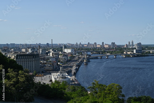 Podil in Kyiv city ​​and Dnipro river view