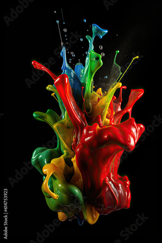 Multi-colored paint splosh on black background.