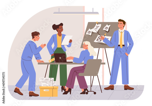 Modern office characters. Group of diverse business people chatting © inspiring.team