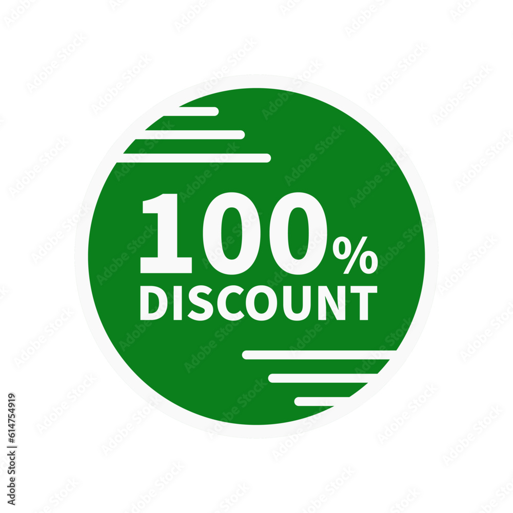 100 Discount In Green Color Circle Shape With White Line For Business Sale
100 Discount In Green Color Circle Shape With White Line For Business Sale