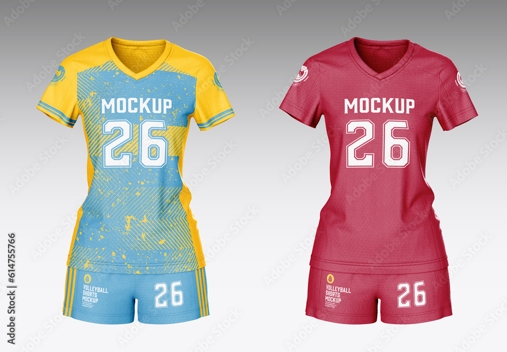 Women’s Volleyball Kit Mockup Stock Template Adobe Stock