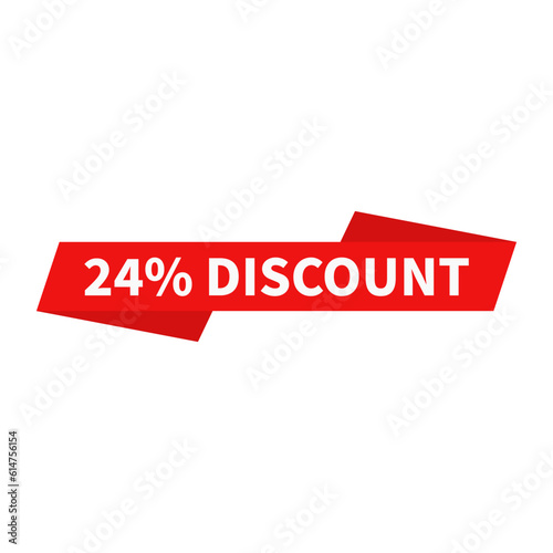 24 Discount In Red Color Rectangle Red Shape For Business Sale 