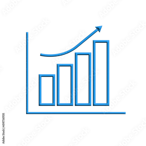 3d growth business graph and arrow financial market profit symbol.