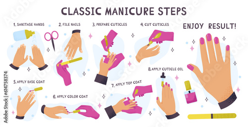 Manicure instruction. Nails cuticle remover guide. Cutter manicure instrument. Tutorial.
