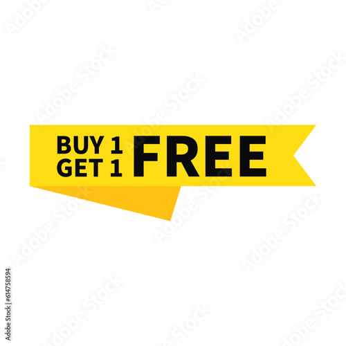 Buy One Get One Free In Yellow Color Rectangle Ribbon Shape For Advertisement Sale

