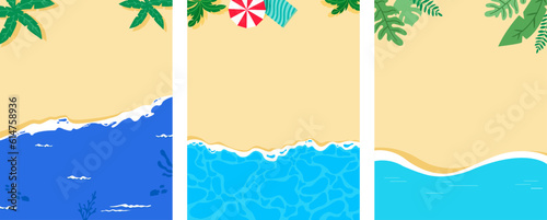 Set of beach top view background vector illustration