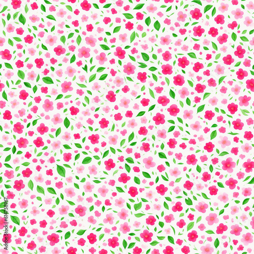 watercolor beautiful pink cherry flower, tile seamless repeating pattern