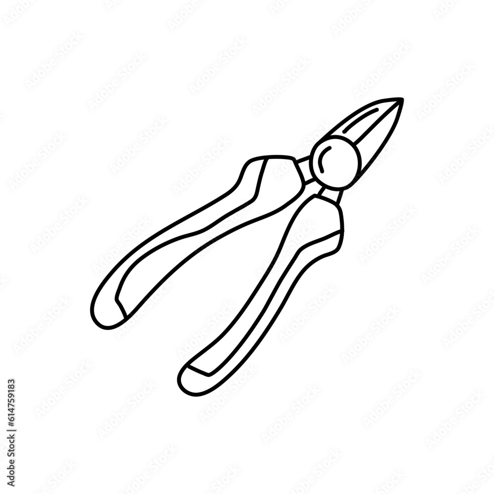 Obraz premium Side Cutters Icon. Doodle Hand Drawn Sketch Design. Vector Illustration.