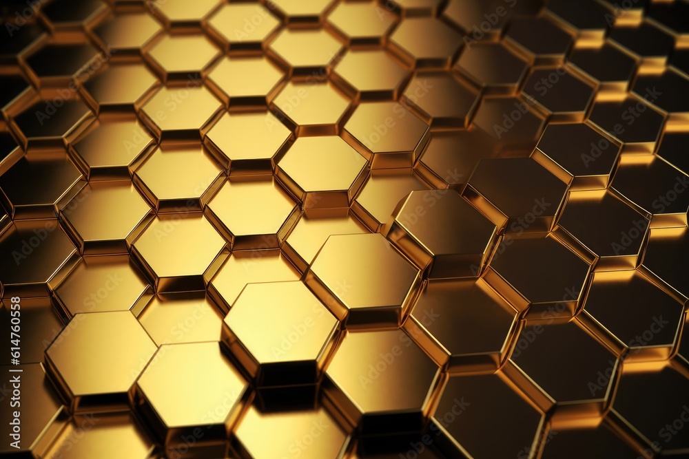 Golden hexagons abstract luxury background. Generative AI Golden hexagons abstract luxury background. Generative AI