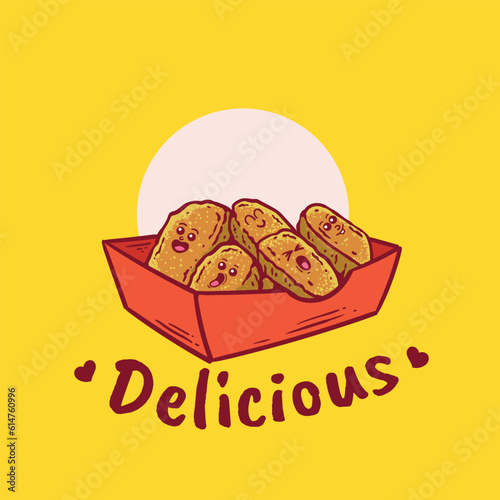 chicken nuggets cartoon character logo