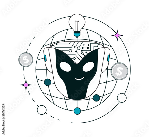 Impact of Artificial intelligence on business. AI-powered production