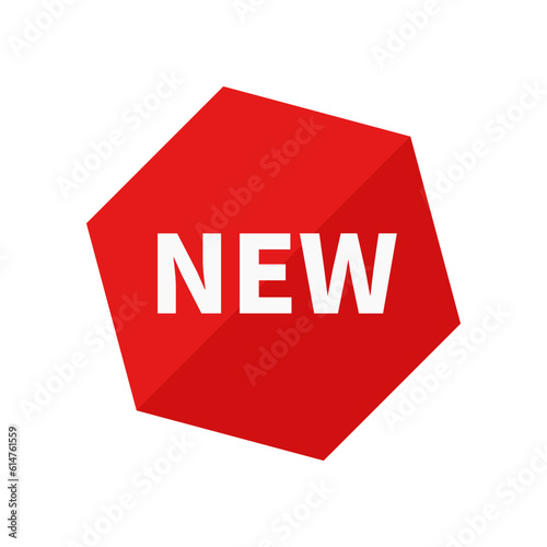 New In Red Duo Color Hexagonal Shape For Announcement
