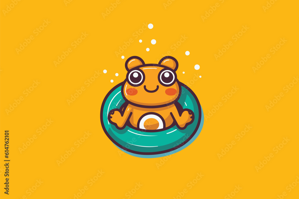 Fototapeta premium Cute bear cartoon logo vector icon illustration. Animal vector logo design template