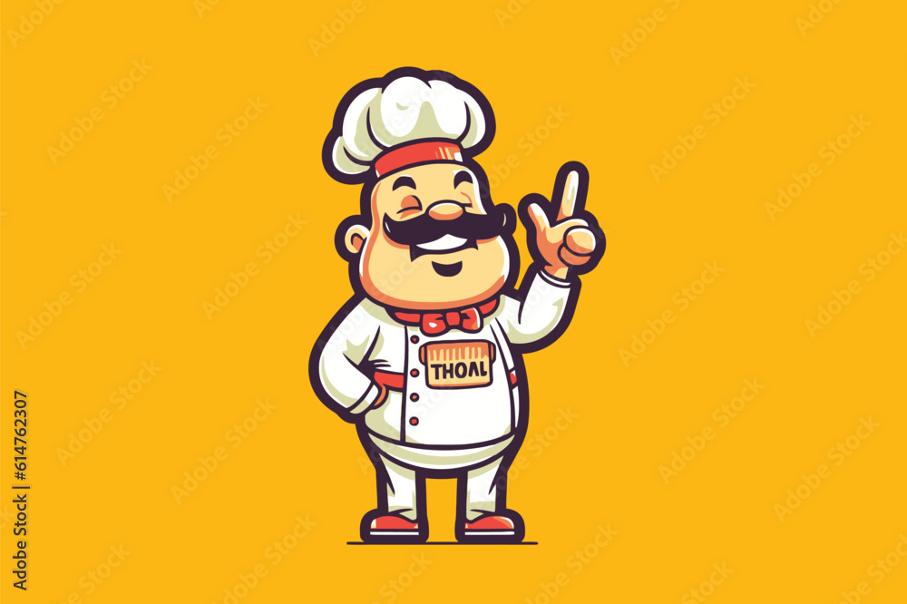 Fototapeta premium Chef Cartoon Character Mascot Concept Vector Illustration Design.