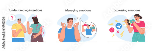 Emotional intelligence set. Emotion balance and control skill. Positive aspects © inspiring.team