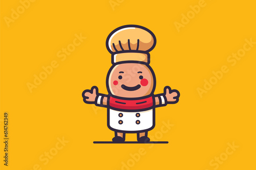 Chef cartoon vector illustration. Cute chef character in flat style.