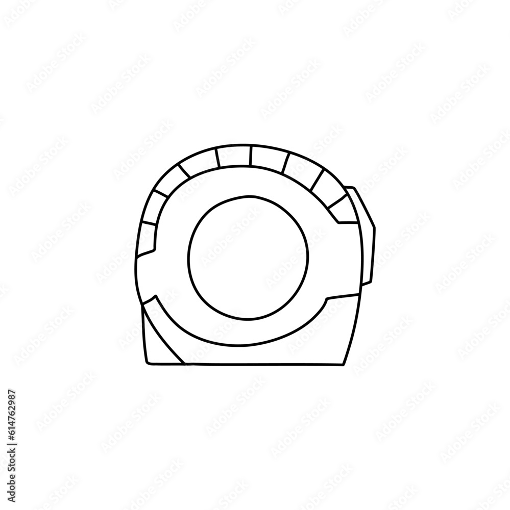 Measuring tape in doodle style. Isolated outline. Hand drawn vector illustration in black ink on white background. Measuring tape in doodle style. Isolated outline. Hand drawn vector illustration in black ink on white background.