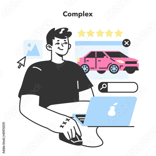 Complex consumer behavior. Character purchase habits. Mind psychology,