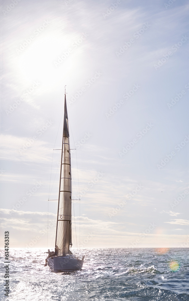 Fototapeta premium Sailboat on sunny ocean