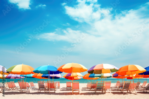 Summer beach with colorful umbrellas © maribom