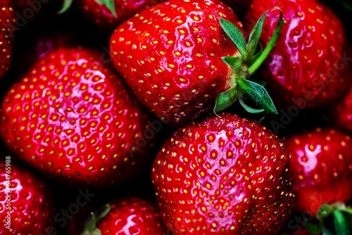 Fresh,organic strawberry in glass bowl.