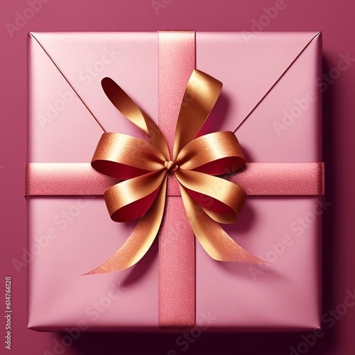 Pink And Gold Wrapped Gift Generative Art