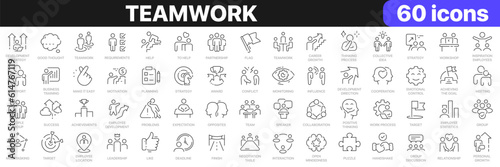 Teamwork line icons collection. Business training, cooperation, strategy icons. UI icon set. Thin outline icons pack. Vector illustration EPS10