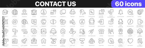 Contact us line icons collection. Message, support, operator, email, location icons. UI icon set. Thin outline icons pack. Vector illustration EPS10