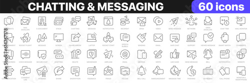 Chatting and message line icons collection. Chat, message, email, comment icons. UI icon set. Thin outline icons pack. Vector illustration EPS10