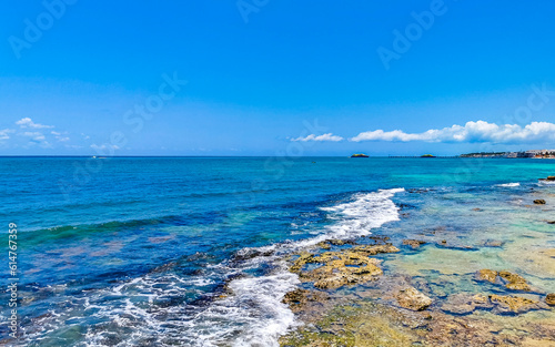 Tropical caribbean beach clear turquoise water Playa del Carmen Mexico. © arkadijschell