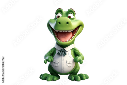 Cute Cartoon Alligator Character on Transparent Background. AI