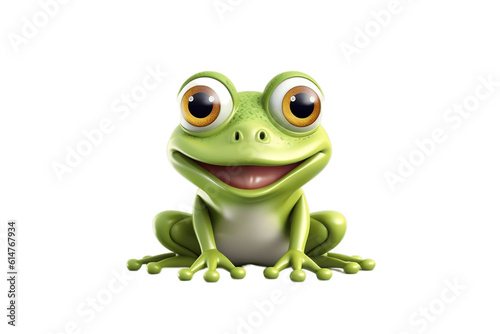 Friendly Frog Cartoon Character on Transparent Background. AI