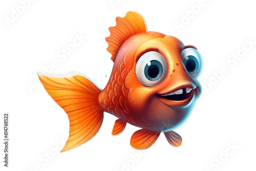 Cheerful Cartoon Fish Character on Transparent Background. AI