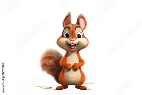 Playful Cartoon Squirrel Character on Transparent Background. AI