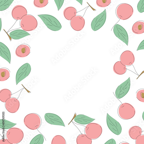 a postcard with cherries. berries. juicy berries painted in an up-to-date style. vector. compote and juice from berries. a chilled drink and a delicious fruit. on a white background.