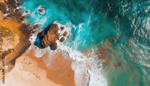 Coastal Aerial Satellite Drone Photography of Waves and Blue Waters 