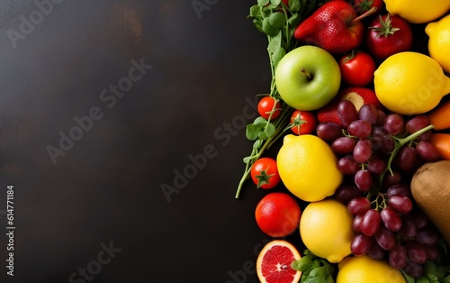 Assorted Fresh Produce on Table. Generative AI