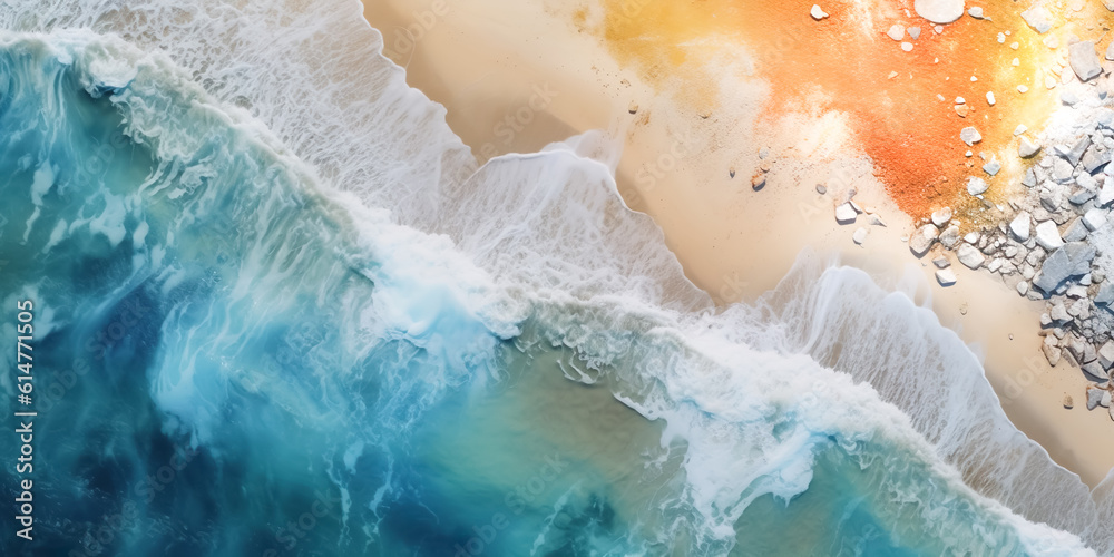  illustration of beautiful abstract pattern of sea and beach in color painting style.summer or holiday background.generative ai art