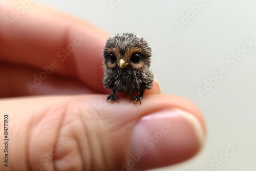 Cute micro baby owl on white background Generative AI © LayerAce.com