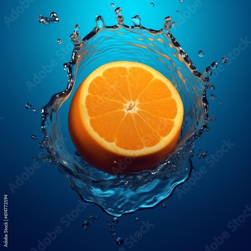 Realistic Orange and Water splash