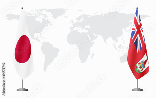 Japan and Bermuda flags for official meeting