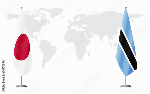 Japan and Botswana flags for official meeting