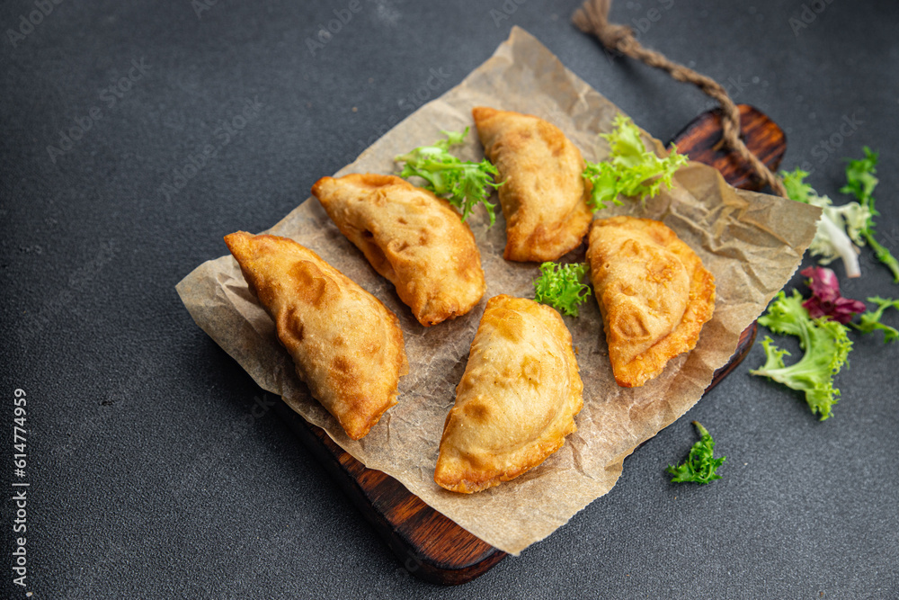 empanadas meat pie stuffed meal food snack on the table copy space food background rustic top view empanadas meat pie stuffed meal food snack on the table copy space food background rustic top view
