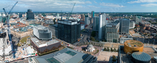 Aerial view of the library of Birmingham, Baskerville House, Centenary Square, Birmingham, West Midlands, England, United Kingdom. photo