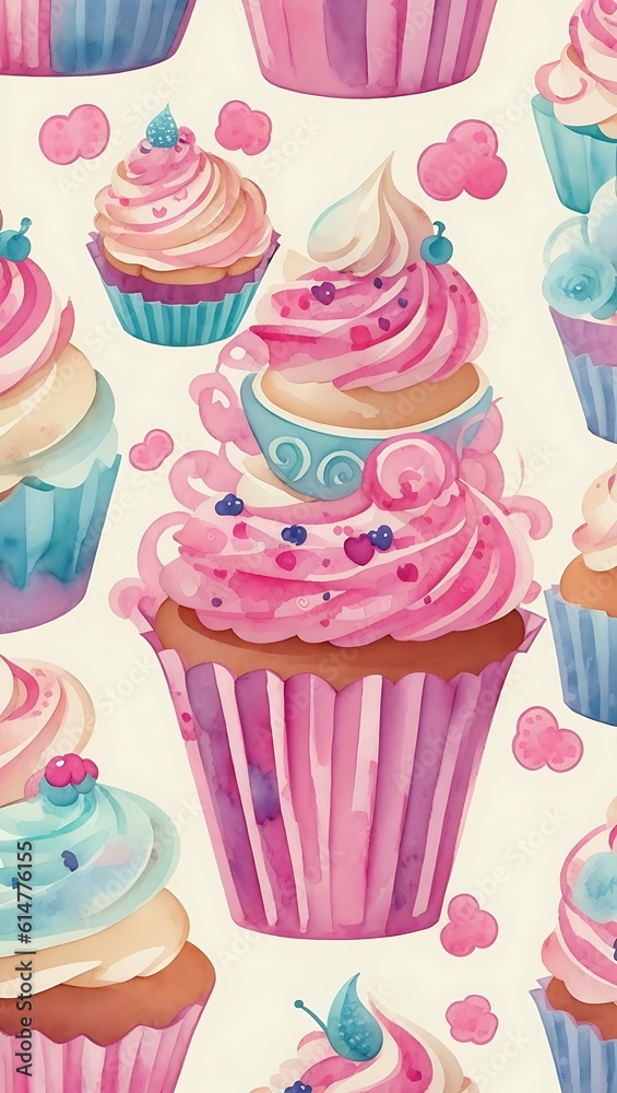 Cupcake Watercolor Background Cupcake Watercolor Background