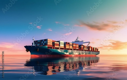 Cargo Ship Container Transport. Generative AI