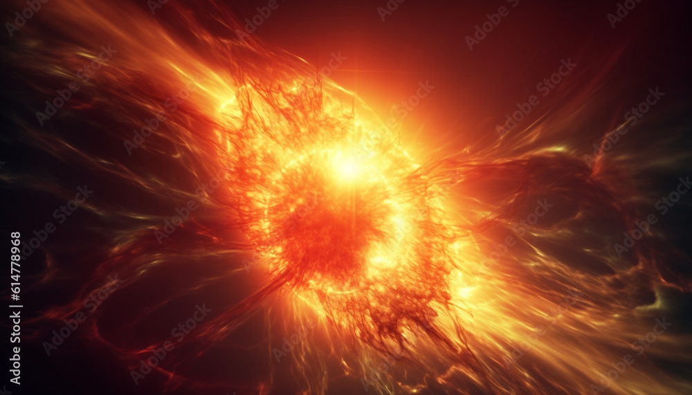 Fiery abstract explosion ignites vibrant multi colored galaxy backdrop in space generated by AI Fiery abstract explosion ignites vibrant multi colored galaxy backdrop in space generated by AI