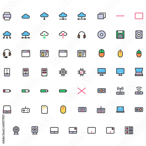 Vector of Computer and IT Icon Set Color. Perfect for user interface, new application.