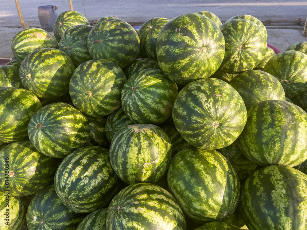 Mountain with large ripe watermelons Mountain with large ripe watermelons