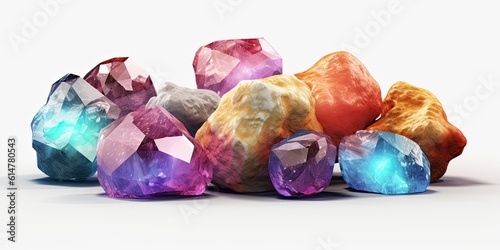 Variety of colorful precious gems. Generative AI